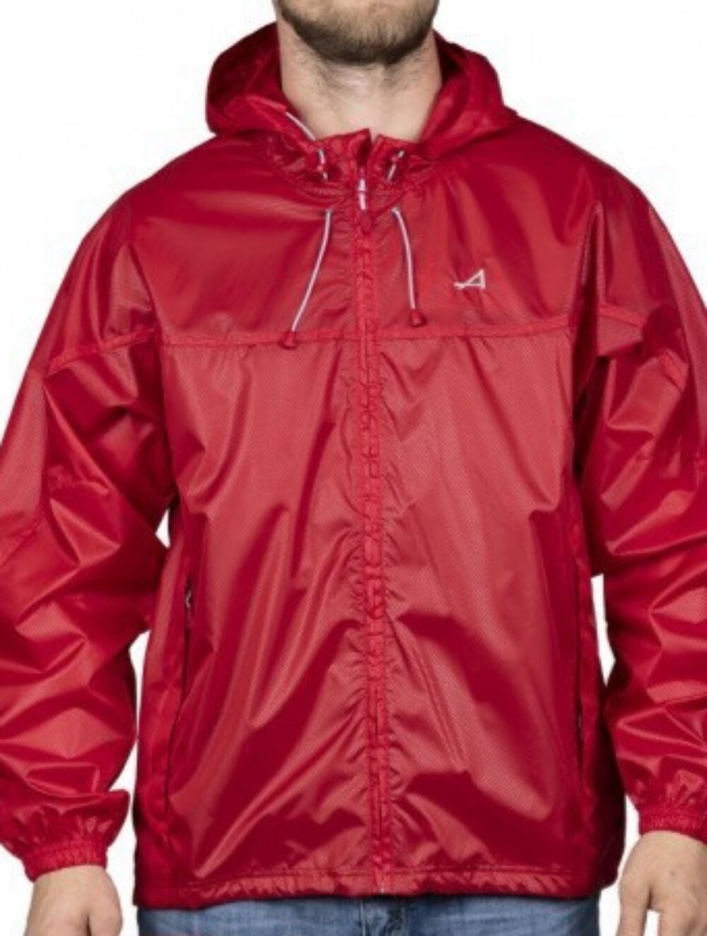 Men's Waterproof Red Hooded Rain Jacket by (unknown)